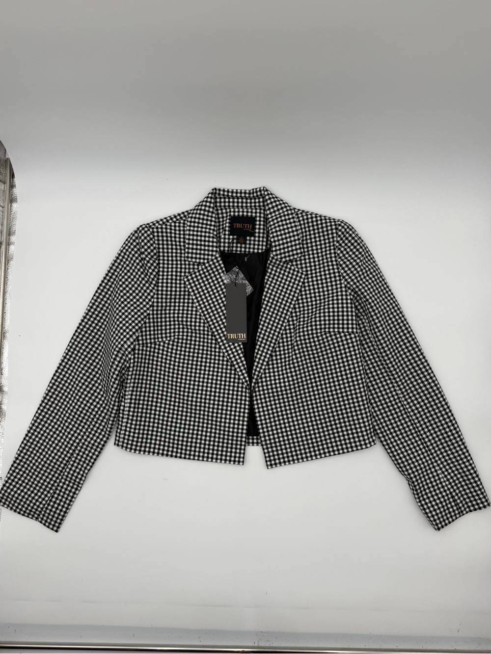 NWT black and white gingham check cropped blazer from Truth Sz 8